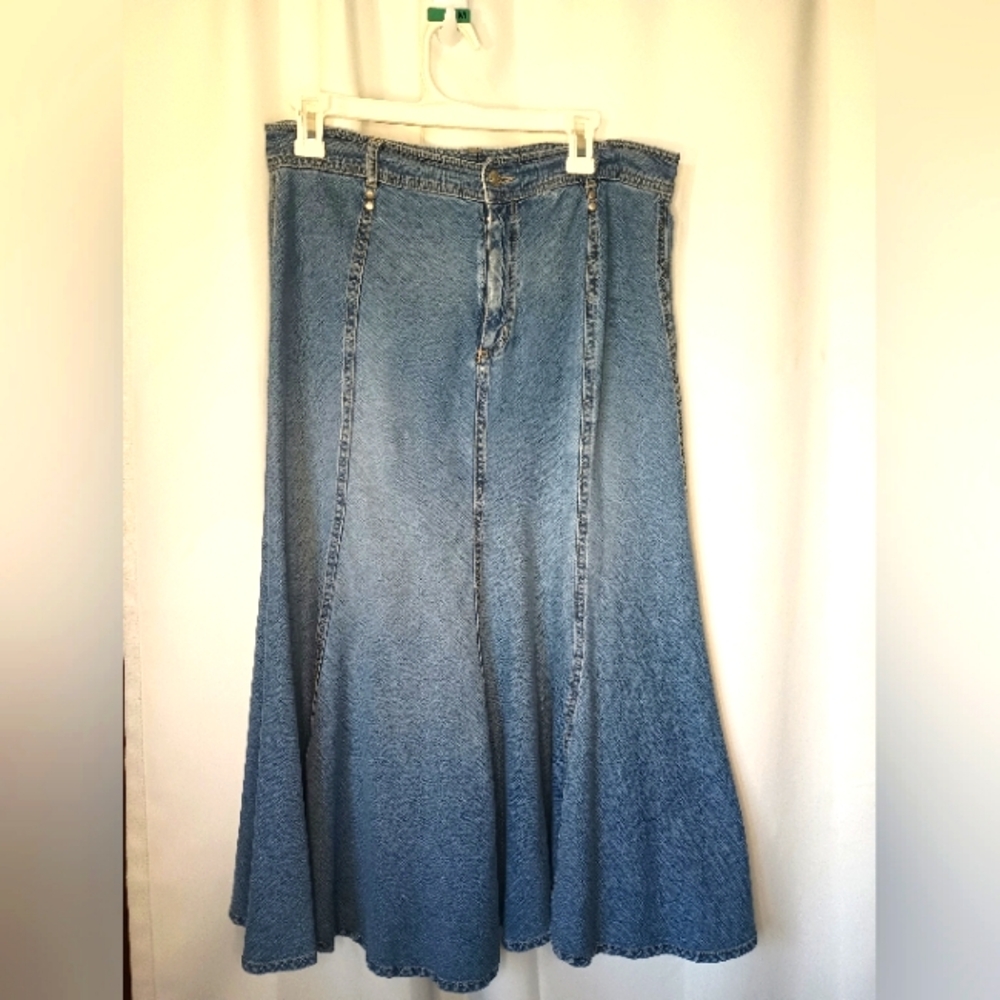 STO Trail Outfitters Y2K Flare Denim Skirt Womens 12 Western Cowgirl Grunge